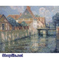 Tranh sơn dầu suối chảy hiền hòa